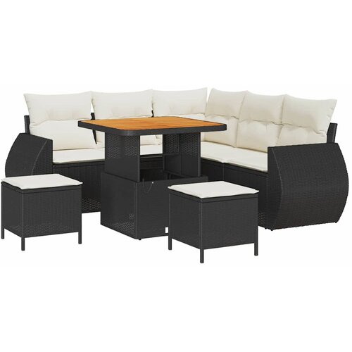 vidaXL Vrtna sedežna garnitura 8 pcs Črna in krem 80 x 80 x 71 cm, (5000020394) Cene