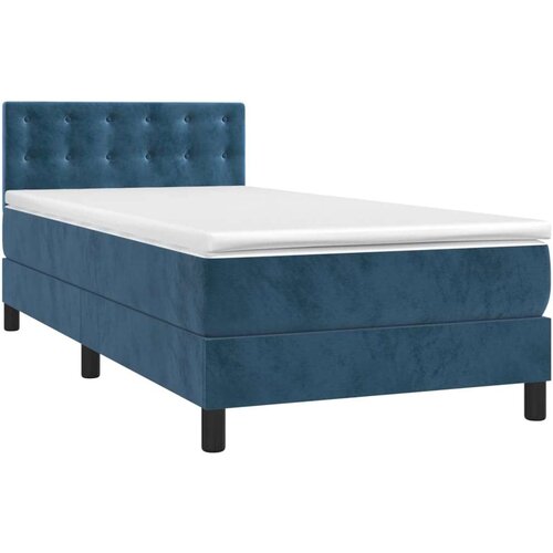 VidaXL Krevet box spring s madracem LED tamnoplavi 80 x 200 cm bar&amp;scaron;un Slike