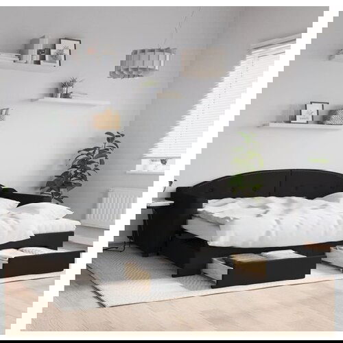vidaXL Izvlečna dnevna postelja s predali črna 100x200 cm bl Cene