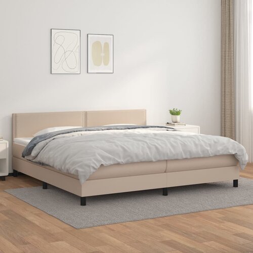 vidaXL Krevet box spring s madracem cappuccino 200x200cm umjetna koža Cene