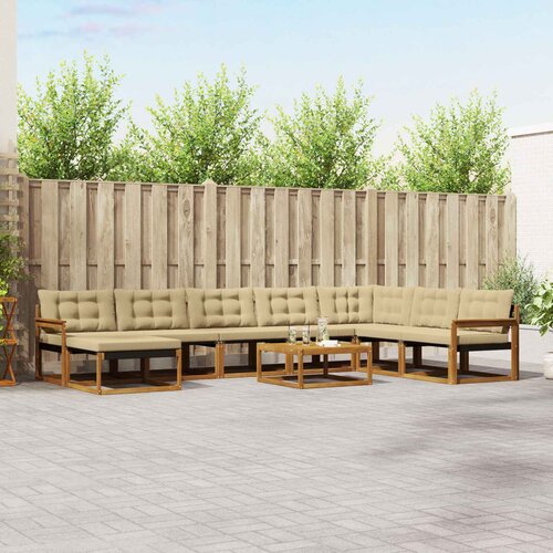  Set vanjskih sofa 9 pcs Prirodna i bež Čvrsto drvo akacije Cene