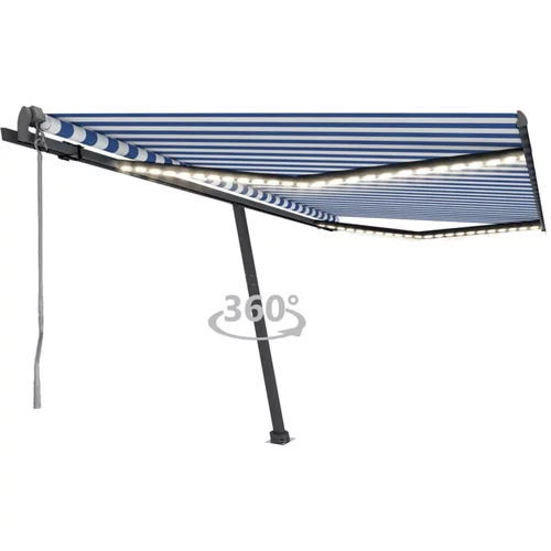  Automatska tenda sa senzorom LED 450 x 300 cm plavo-bijela