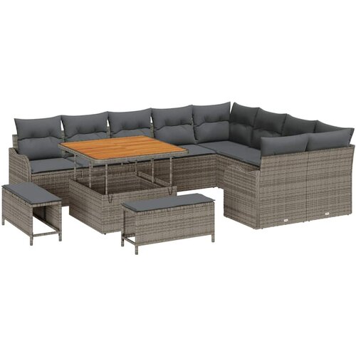 vidaXL Vrtna sedežna garnitura z blazino 12 pcs Siva 100 x 100 x 71 cm, (5000020611) Cene