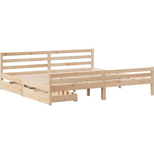 vidaXL Posteljni okvir s predali 200x200 cm trdna borovina, (21305435) Cene