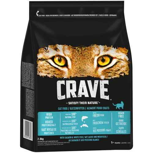 CRAVE Adult suha hrana za mačke s lososom i bijelom ribom - 2,8 kg