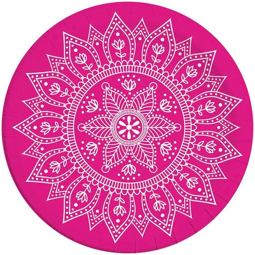 Procos Mandala fuksija-bela 8-delni komplet papirnatih krožnikov 23 cm Cene