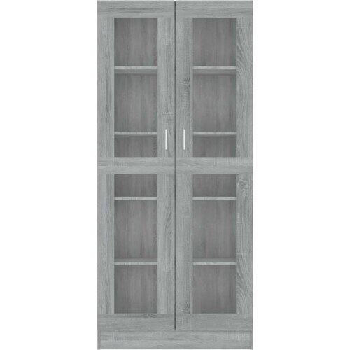 VidaXL Vitrina siva sonoma 82,5x30,5x185,5 cm konstruiran les Slike
