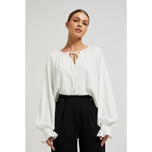 Moodo Women&amp;#039;s shirt with gathered sleeves - white Slike