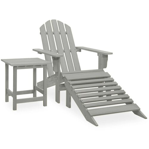 The Living Store Vrtni stol Adirondack z naslonom za noge in mizo les jelke siv - Vrtni Stol, (21469889) Slike