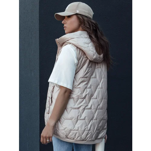 DStreet Women's quilted vest with hood COLINE gold