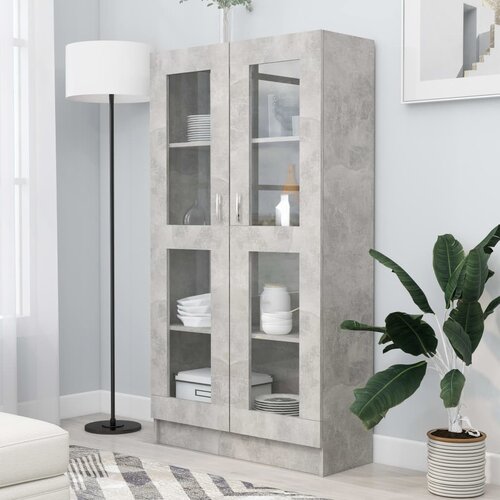 VidaXL Vitrina betonsko siva 82,5x30,5x150 cm iverna plo&amp;scaron;ča Slike