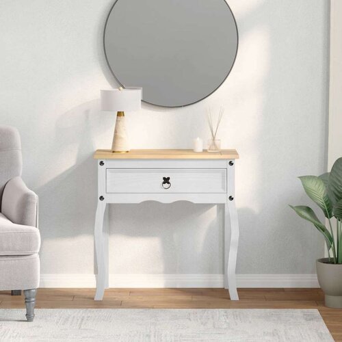  Konzolni stol Bijelo 73 x 35 x 73 cm Čvrsto borovo drvo - Bijelo Cene