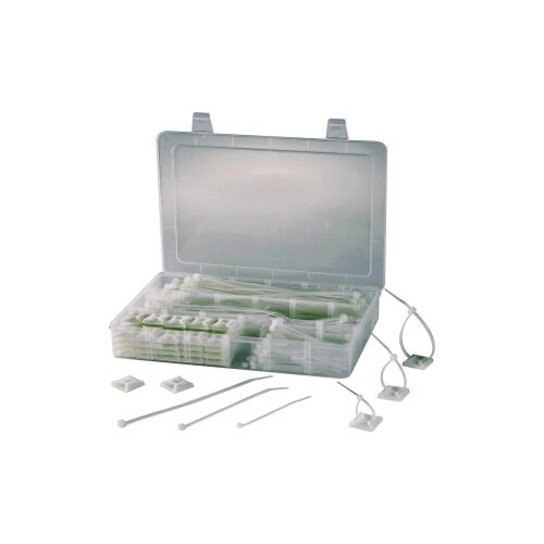 TRU COMPONENTS Sortiment kabelskih vezica 190 mm prirodne boje, s ljepljivom podlogom 1566420 EPR-350 1 set Slike