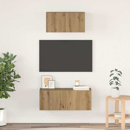 vidaXL Set TV stalka s policom Zidne Ostalo s pohranom s vratima 2 pcs hrast artisan 80 x 30 x 30 cm Cijene