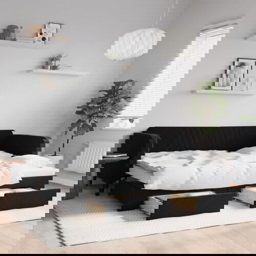 vidaXL Dnevni krevet na razvlačenje s ladicama crni 100x200 cm baršun Cijene