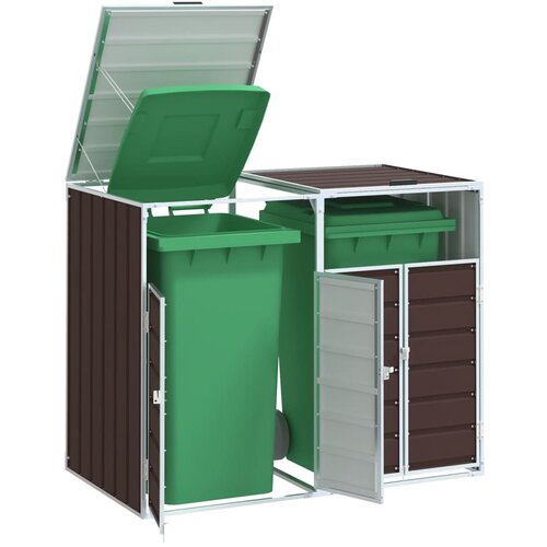 vidaXL Spremište za 2 kanta za otpad smeđe 144x81x113 cm čelično Cijene
