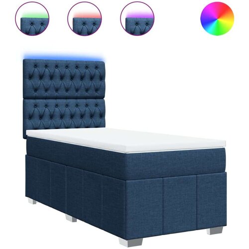 vidaXL Box spring postelja z vzmetnico modra 80x200 cm blago, (21321110) Cene