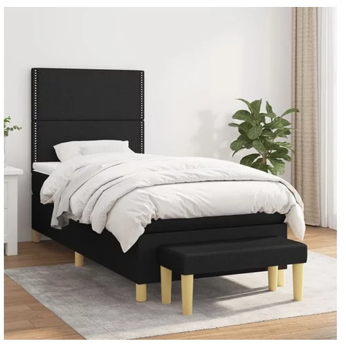  Box spring postelja z vzmetnico črn 90x190 cm blago