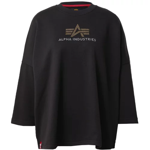 Alpha Industries Sweater majica 'Crystal' zlatna / crna / srebro