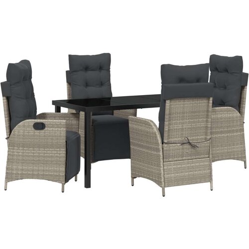 vidaXL 5-delni vrtnarski jedilni set svetlo sivi poli ratan Cene