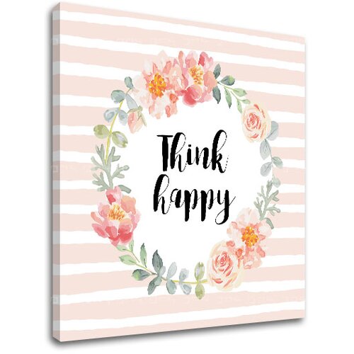  Slike na platnu z besedilom Think happy (moderne slike z) Slike