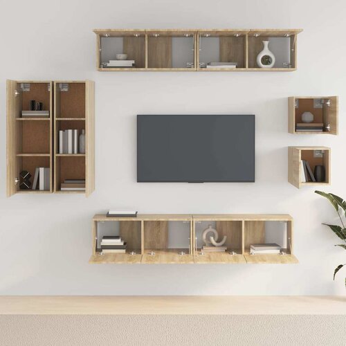  8-dijelni set TV ormarića boja hrasta sonome konstruirano drvo Slike
