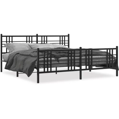 vidaXL Kovinski posteljni okvir z vzglavjem in vznožjem črn 183x213 cm