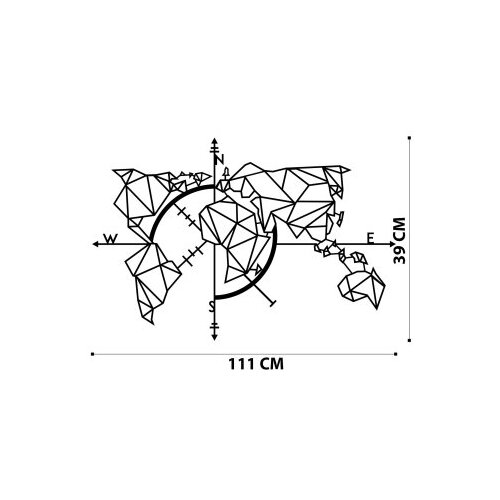 Wallity Zidna dekoracija Mapa svijeta Metalni Dekor 2, 111 x 74 cm, Crna Cene