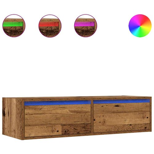 Maison Chic TV omarica - TV stojalo - Televizijska omarica z LED lučkami starinski les 100X35,5x25 cm, (21699920) Cene