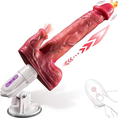 SuperLove Thrusting Realistic Vibrator with Tongue Clitoral Stimulation & Remote Cene