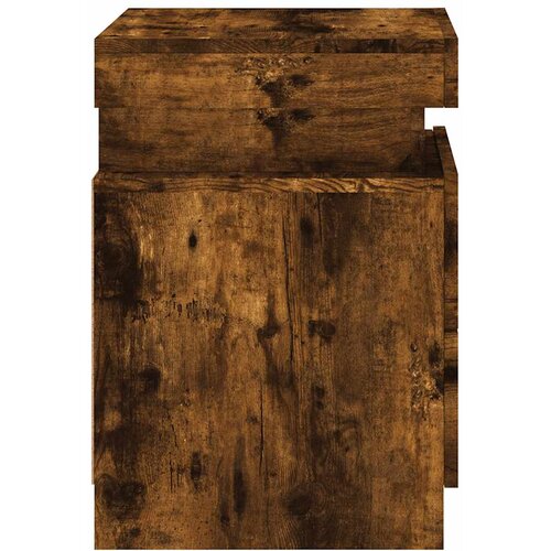  Noćni ormarić s LED svjetlima boja dimljenog hrasta 35x39x55 cm Slike