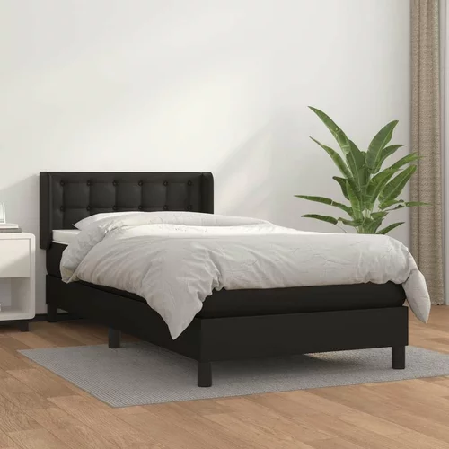  Box spring postelja z vzmetnico črn 100x200 cm umetno usnje, (20726221)