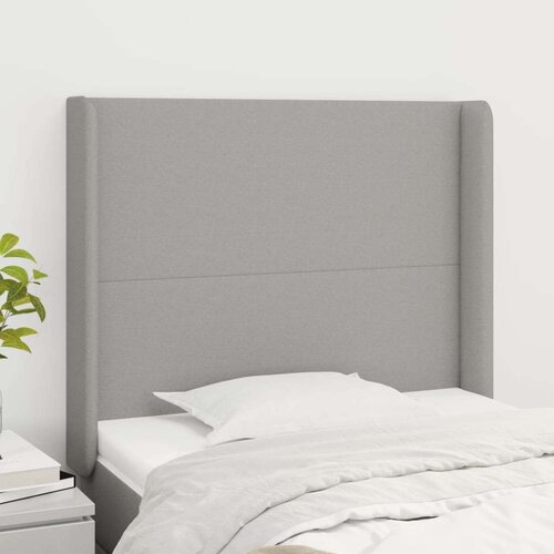  Vzglavje z u&amp;scaron;esi svetlo sivo 93x16x118/128 cm blago, (20793966) Slike