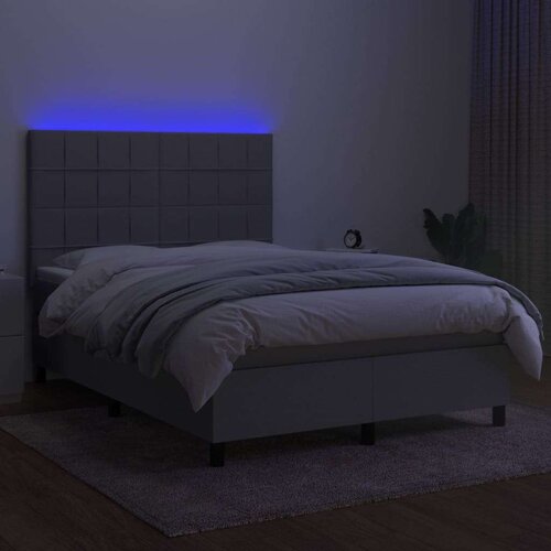  Krevet box spring s madracem LED svjetlosivi 140x200 cm tkanina Slike