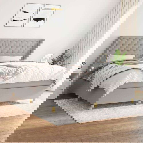  Box spring postelja z vzmetnico svetlo siva 160x200 cm žamet, (20898671) Slike