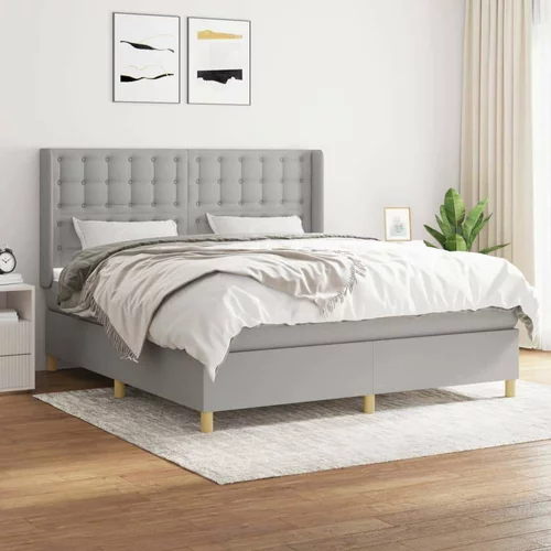  Box spring postelja z vzmetnico svetlo siva 160x200 cm žamet, (20898671)