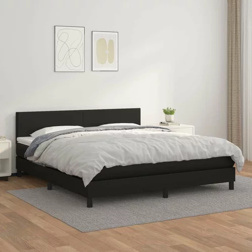  Box spring postelja z vzmetnico črn 160x200 cm umetno usnje, (20791042)