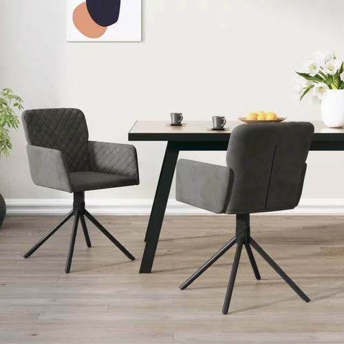  Vrtljiv jedilni stol 2 kosa temno siv žamet, (20699115)