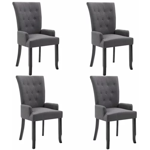 vidaXL Jedilni stoli z naslonjali za roke 4 kosi temno sivo blago, (20926866)