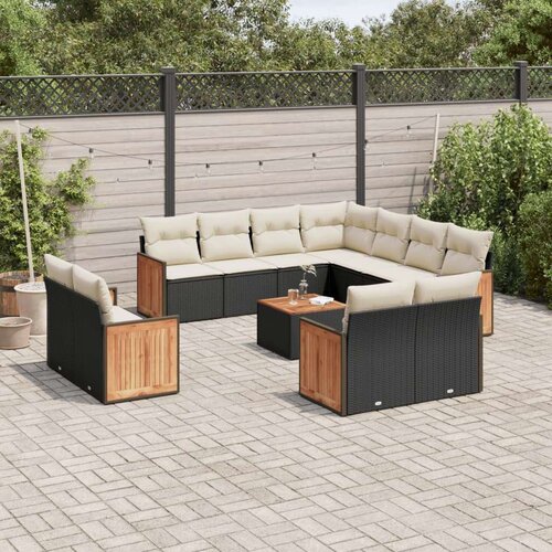  12-dijelni set vrtnih sofa od poliratana s jastucima crni Cene