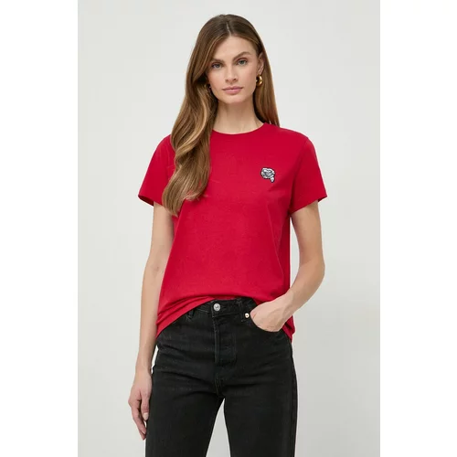 Karl Lagerfeld Bombažna kratka majica ženski, rdeča barva