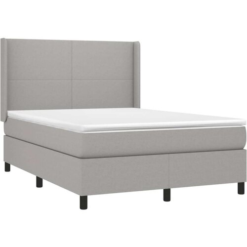 Box spring s madracem LED svjetlosivi 140x200 cm tkanina Slike