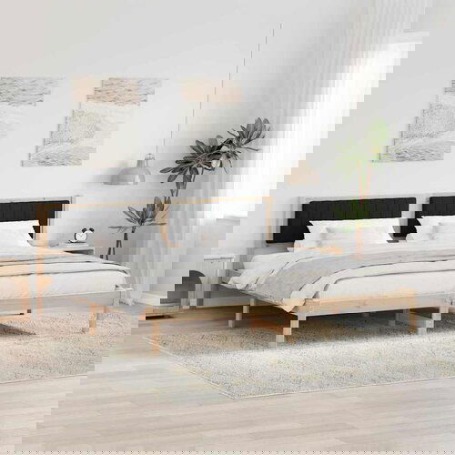 vidaXL Konstrukcija postelje Črna 200 x 200 cm Masivno borovo les Cene