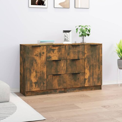  Komode 2 kom boja dimljenog hrasta 60x30x70cm konstruirano drvo Cijene