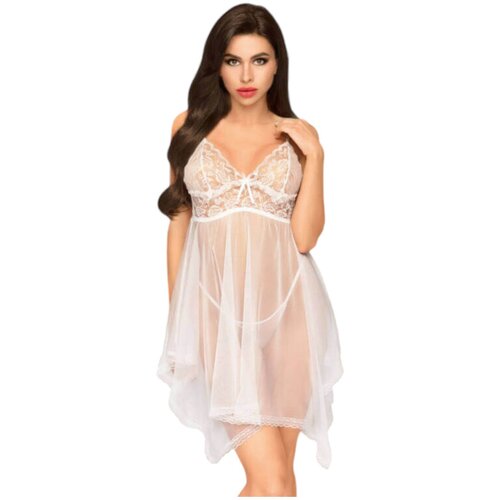 Penthouse Naughty Doll - Čipkasta obleka in tangice (bela) - M/L Cene