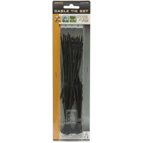 Handy Komplet kabelskih vezic - 75 kosov / paket - črne