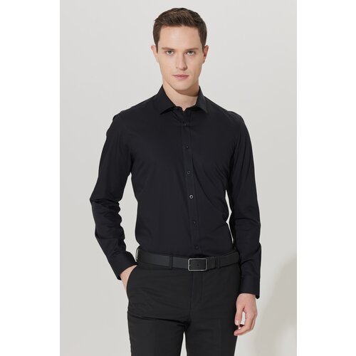 ALTINYILDIZ CLASSICS Men's Black No-Iron Non-iron Slim Fit Slim Fit 100% Cotton Shirt. Slike