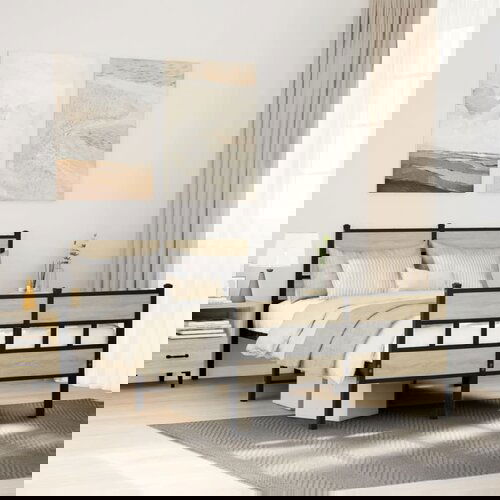 VidaXL Metalni okvir kreveta bez madraca boja hrasta sonome 120x200 cm Slike