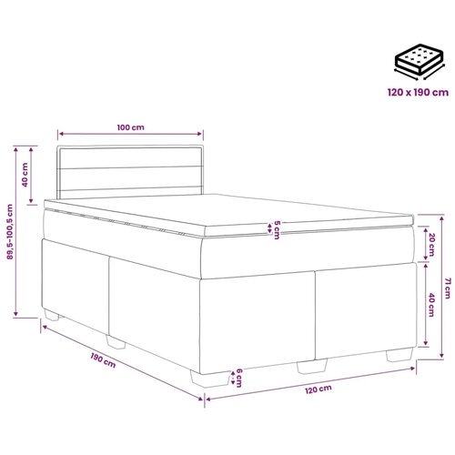  Boxspring krevet s madracem Sivosmeđa 120 x 190 cm Tkanina - Sivosmeđa 120 x 190 cm Dizajn linija Slike