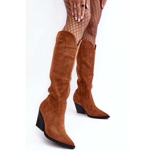 Kesi Fashion Suede Cowboy Boots Camel Delia Cene